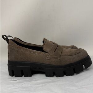Bussola Corvara Taupe Suede Chunky Lug Sole Platform Loafers dark academia shoes